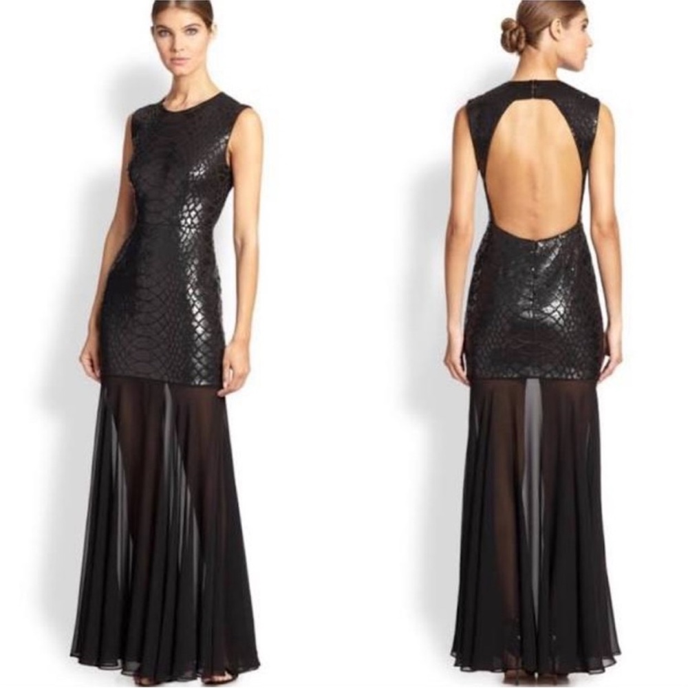 NWT Bcbgmaxazria Marielle Python Tulle-Hem Sequin Gown Formal Gala Dress Size 4